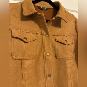 Faux Suede Button Up Jacket, Size Medium (M)